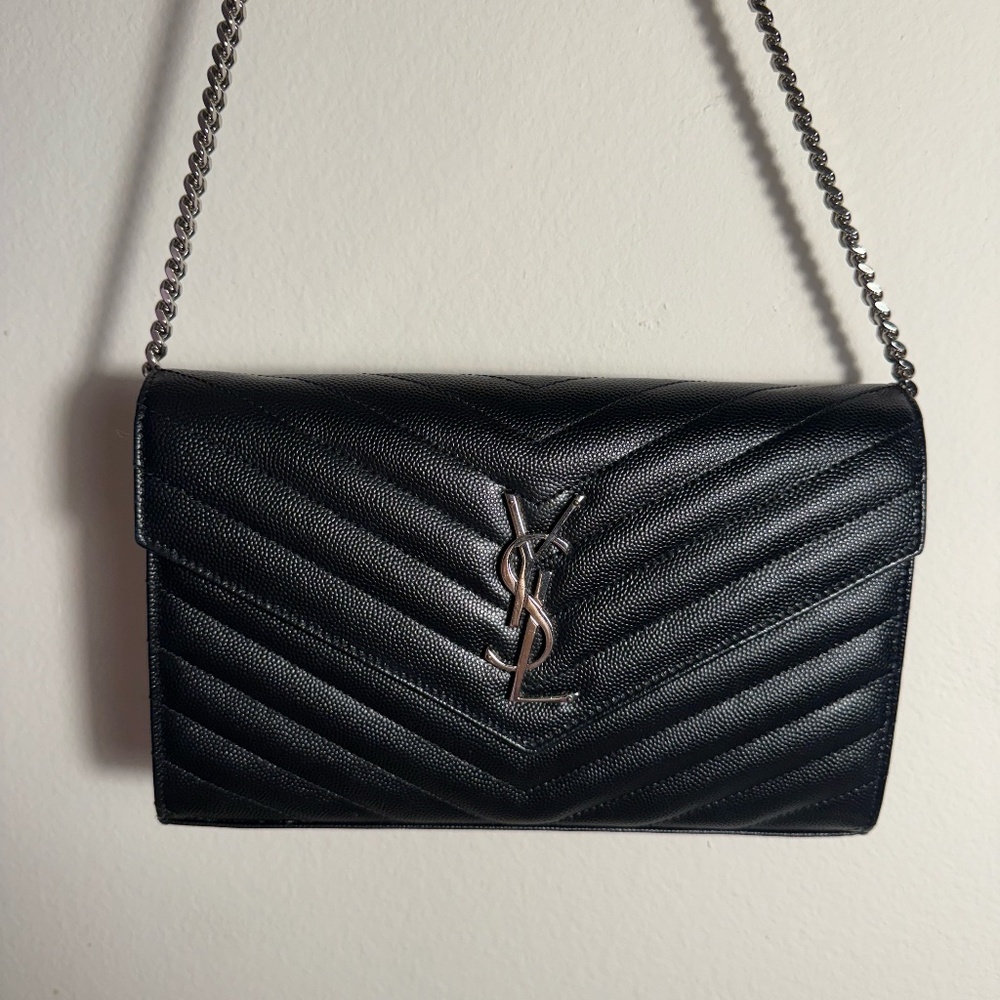 Saint Laurent YSL Monogram Large Wallet on Chain 100%authentic